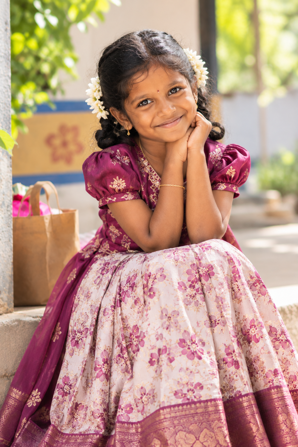 Children in festive clothes celebrating Diwali